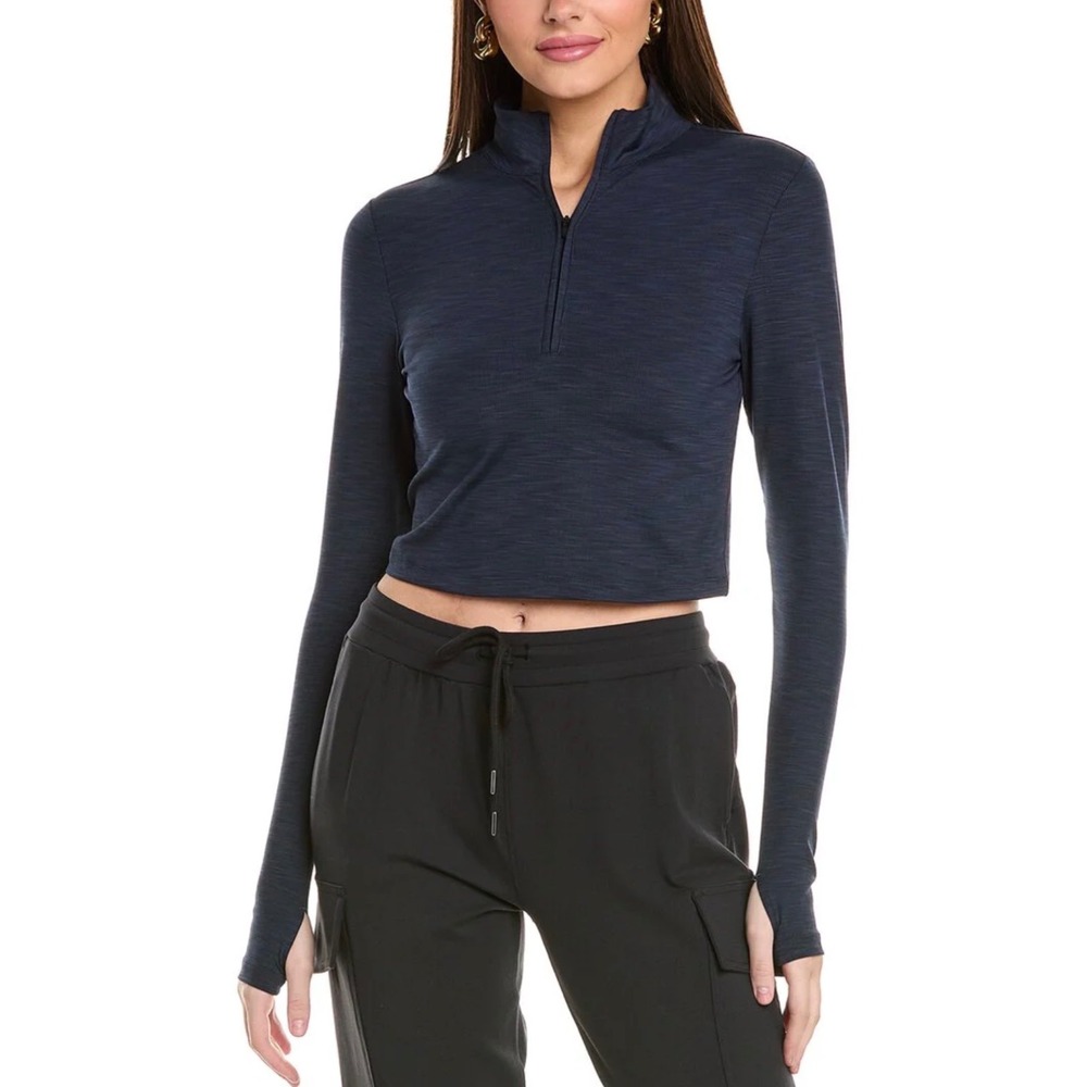 Splits59 Stevie Active Rib 1/2-Zip Pullover Top Jacket Navy Blue Size L Athletic